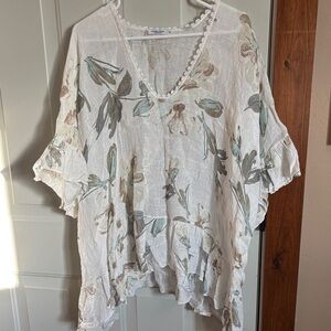 Floral V-Neck Women Top